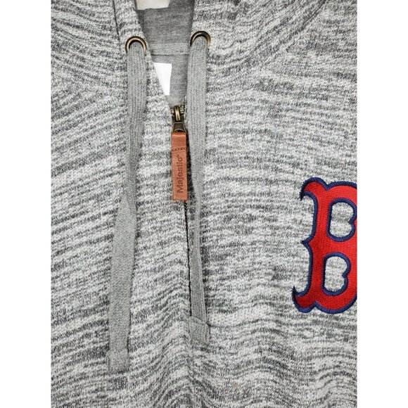Boston Red Sox Majestic XL Gray Distressed Full Zip Hooded Sweatshirt - Picture 4 of 12
